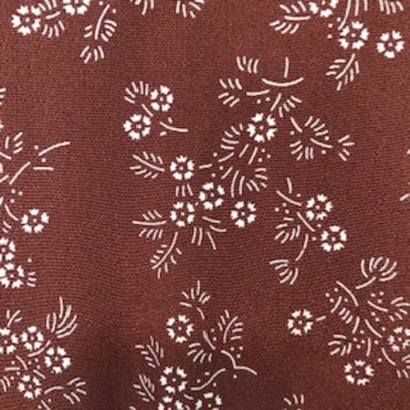 Vintage 1940s Rayon Dress Floral Reddish Brown V Neck Shoulder Gathers 14 Large - Picture 8 of 9